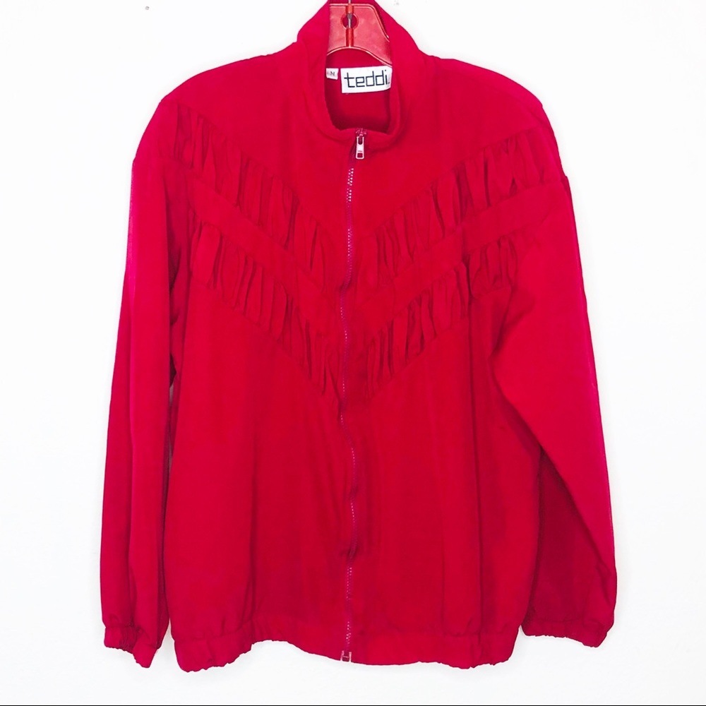 Vintage Teddi 80's Red Windbreaker Jacket Size M